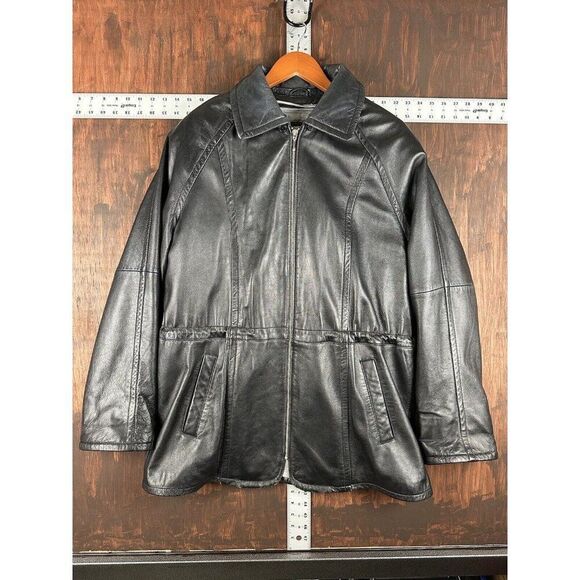 Pelle Studio Wilsons‎ Full Zip Leather Jacket Thinsulate Size L Black 21.5W 32L - Picture 1 of 10